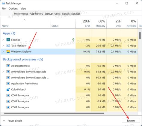 Restart Windows File Explorer