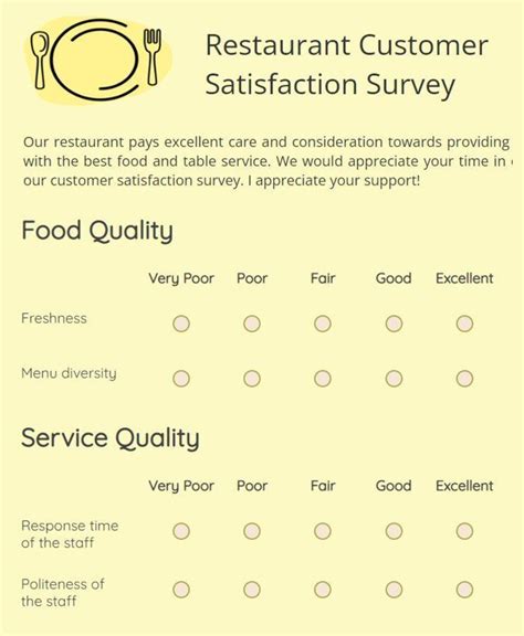 Restaurant Customer Satisfaction Survey Template