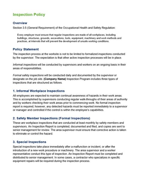 Restaurant Health And Safety Policy Template