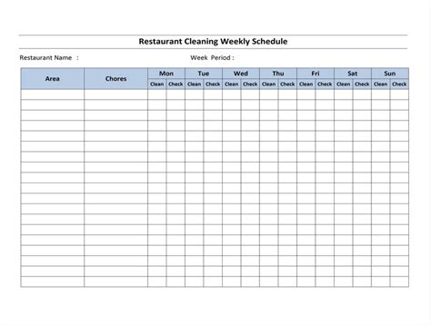 Restaurant Cleaning Schedule Templates 14+ Free Word, PDF Format
