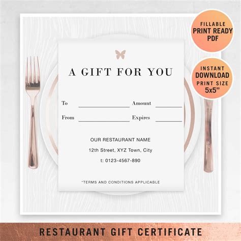 Restaurant Gift Certificate Template - Professional Template Examples