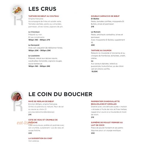 Restaurant Le Republic Menu