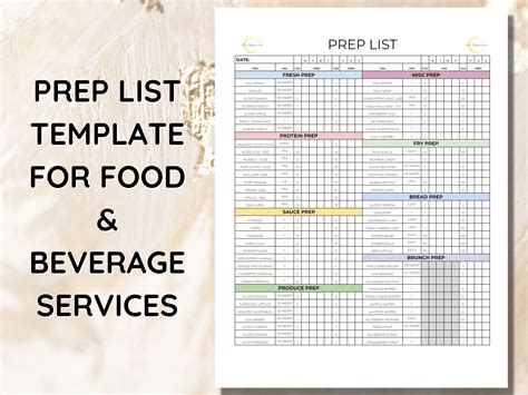 Restaurant Prep List Template