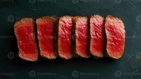 Resting steak slices