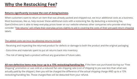 Restocking Fee Template