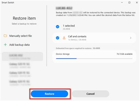 Restore Contacts With Smart Switch