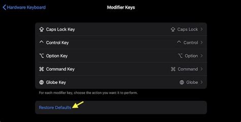 Restore Modifier Keys to the Default Status