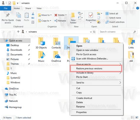 Restoring Previous Versions