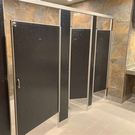 Ironwood Manufacturing laminate toilet partition with molding bathroom