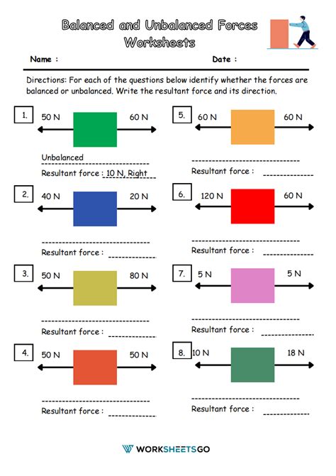 Resultant Unbalanced Force Worksheet | Teaching Resources
