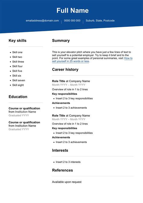 CV Template Free Professional Resume Templates Word Open Colleges