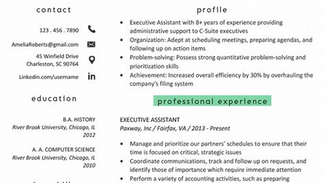 Resume Example Executive Assistant