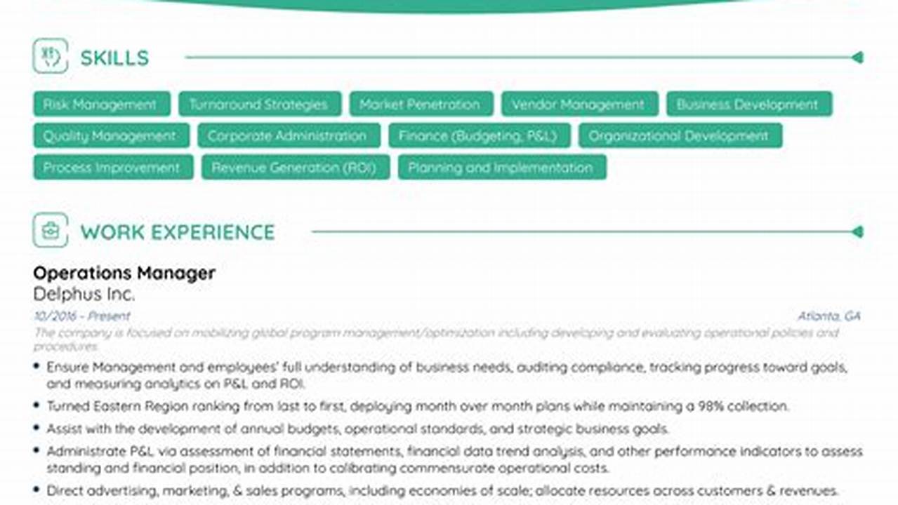 Resume Examples 2024 Operations Manager Job Description