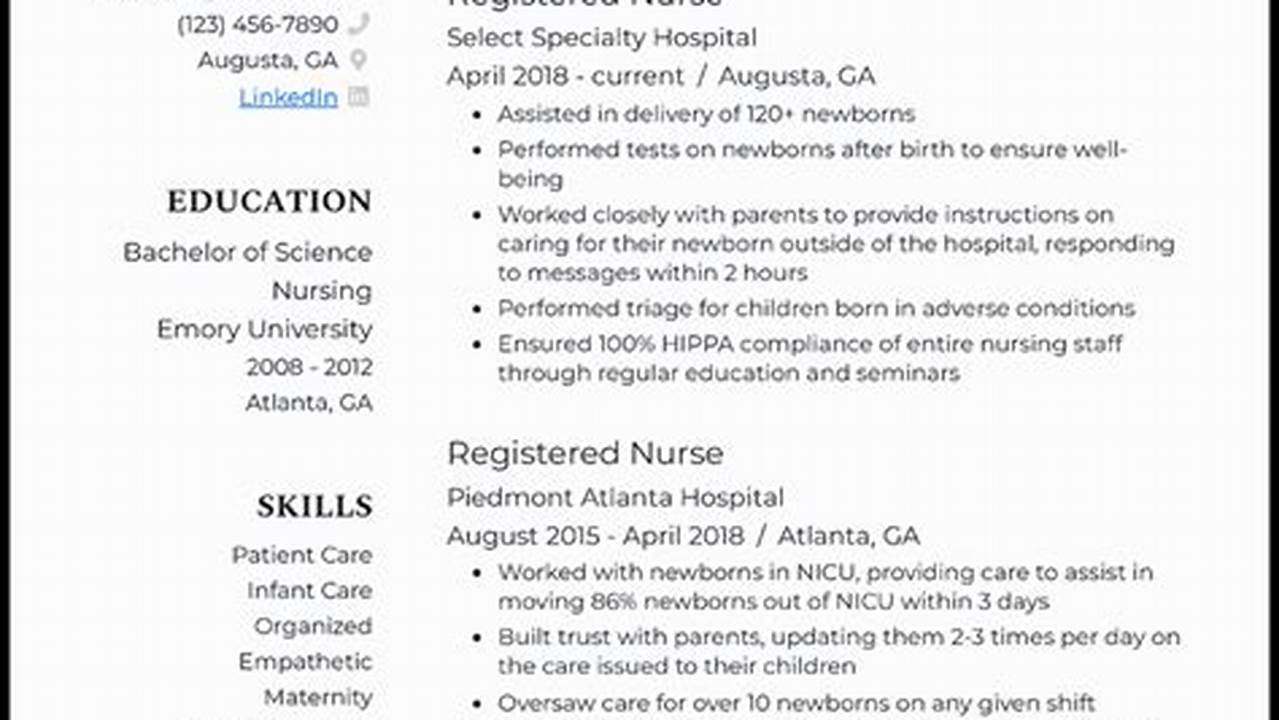 Resume Format 2024 Examples For Nurses