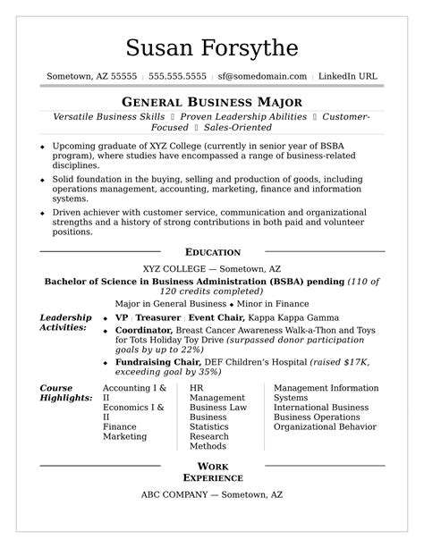 Resume Samples For Students In College