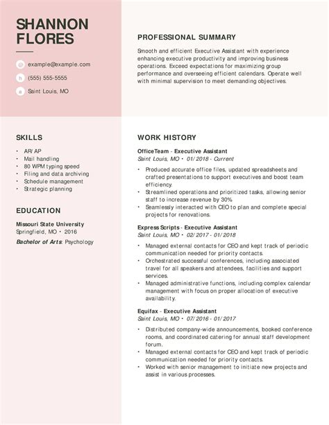 Resume Template Executive Assistant