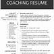Resume Template For Coaching Job