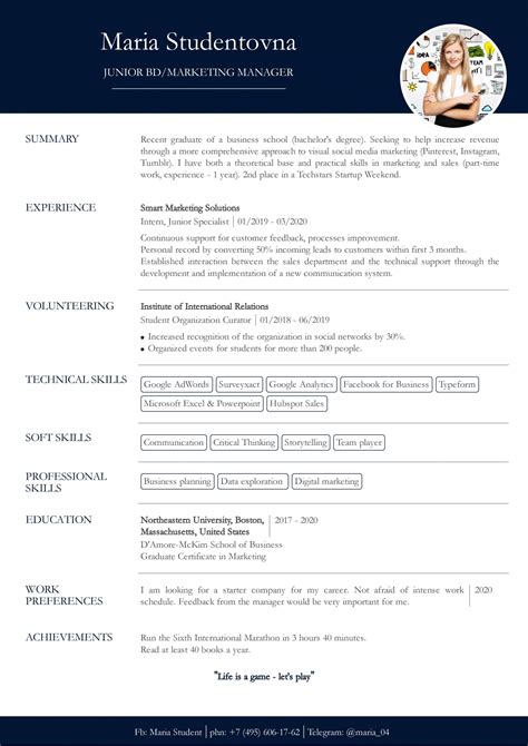 Resume Without Work Experience Sample