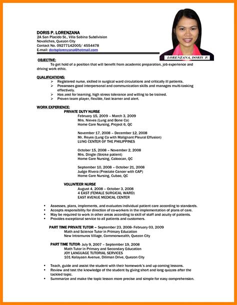 Resume 2020 Format Philippines