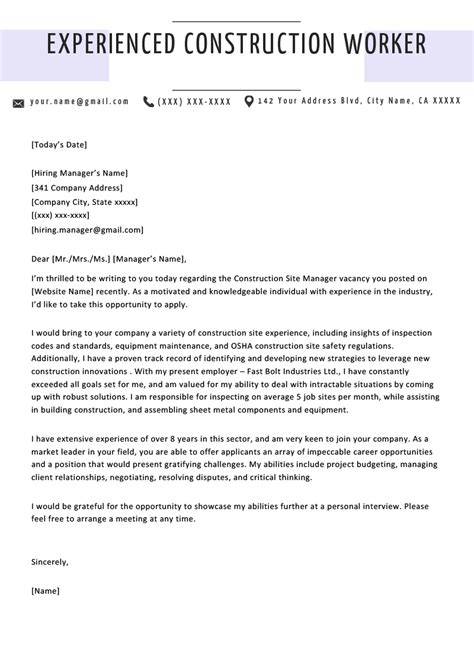 Resume Cover Letter Construction