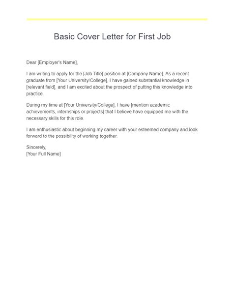 Resume Cover Letter Examples First Job