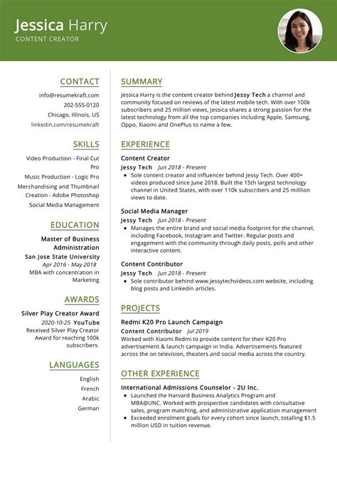 Resume Creator For Job
