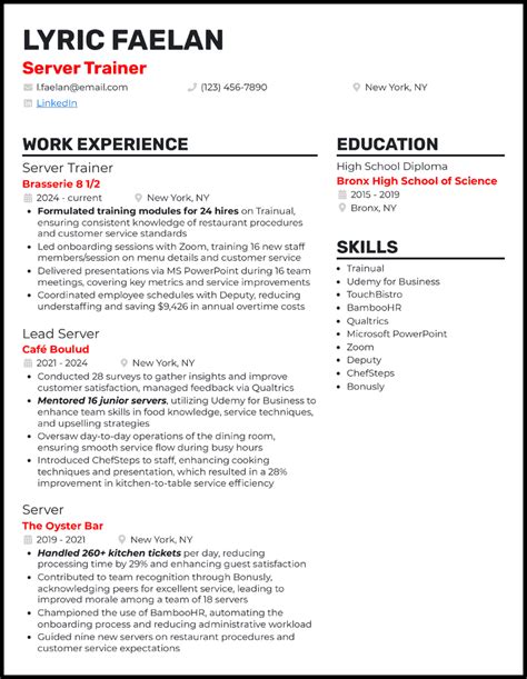 Serve Up Success: Crafting an Impressive Resume Description for Your Server Career