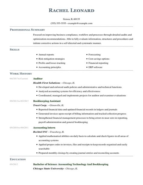 Resume Examples For Accounting
