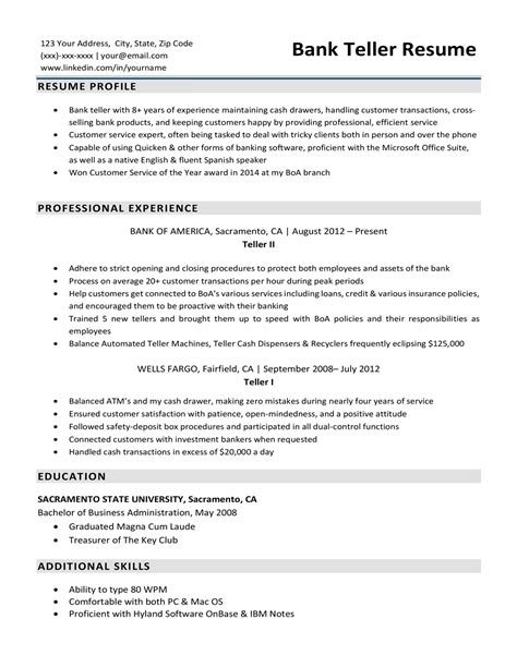 Resume For A Bank