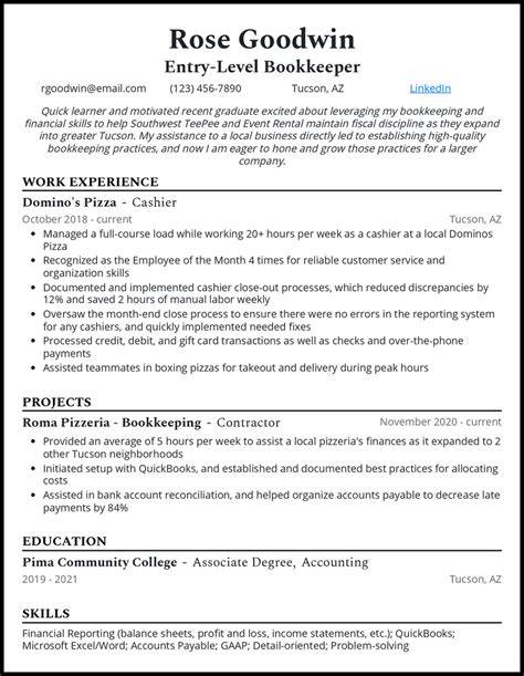 Resume For Bookkeeper With No Experience
