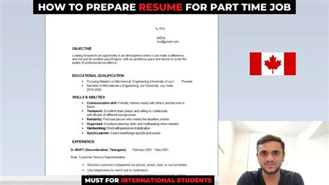 Resume For Canada Part Time Jobs