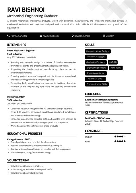 Resume For Engg