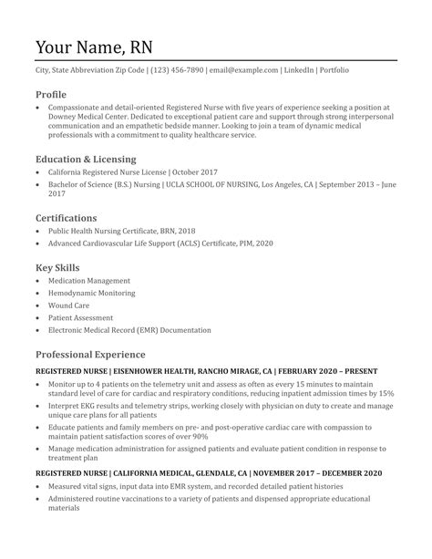 Resume For Nursing Job