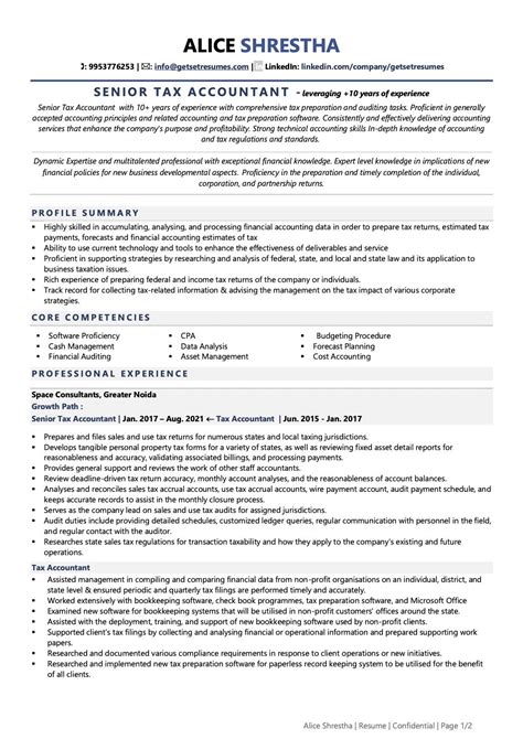 Resume For Tax Accountant