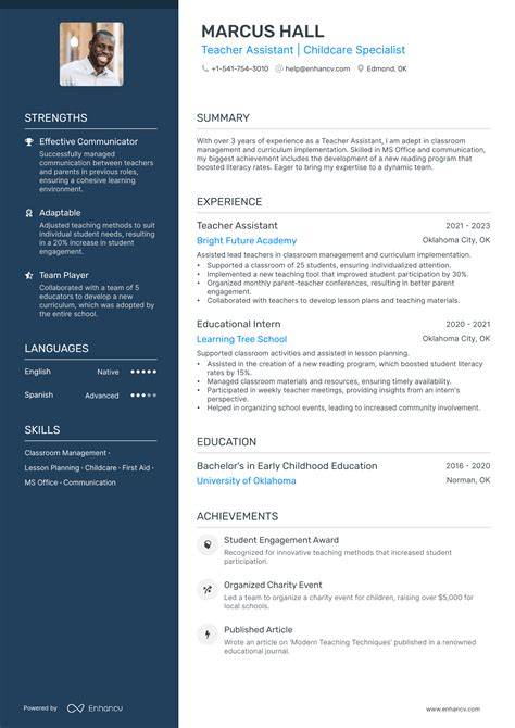 Resume For Teaching Position