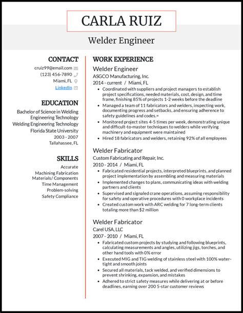 Resume For Welding Job
