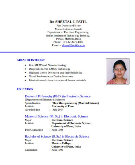Resume Format Doc India