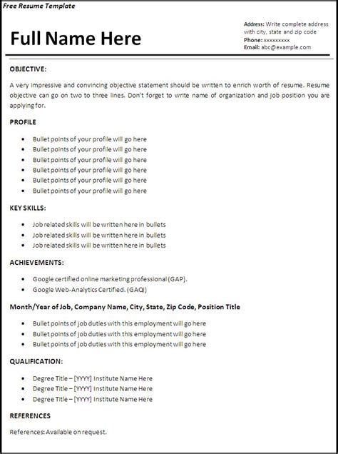 Resume Format For Job Application In Word At Resume Examples