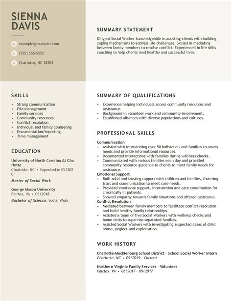 Resume Format For Social Worker