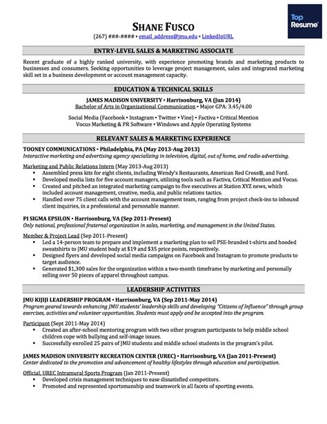 Resume Format No Work Experience