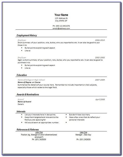 Resume Format Wordpad