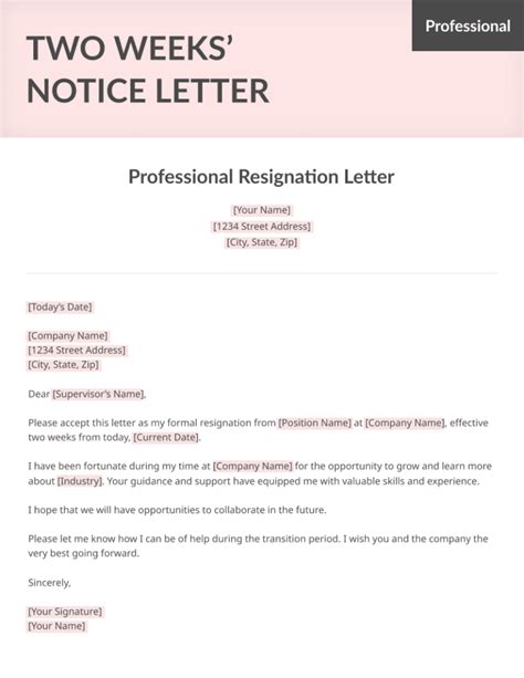 Resume Genius 2 Weeks Notice