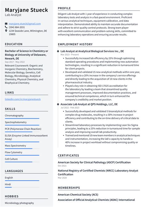Resume Lab Computing Analyst Template