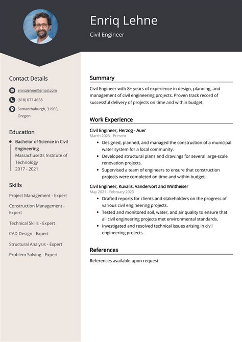 Resume Model For Civil Engineer
