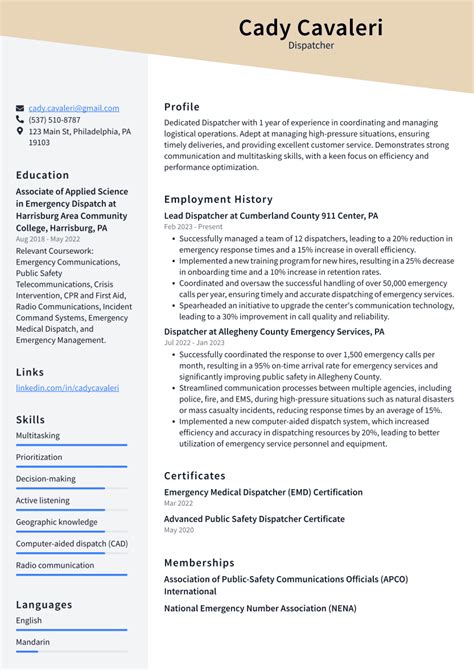 Resume Objective Examples Dispatcher