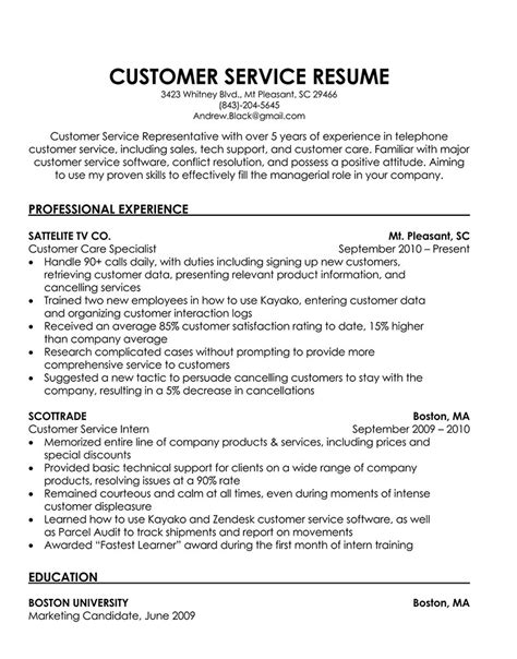 Resume Objective Examples For Customer Service