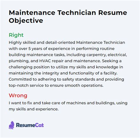 Resume Objective Examples Maintenance Technician