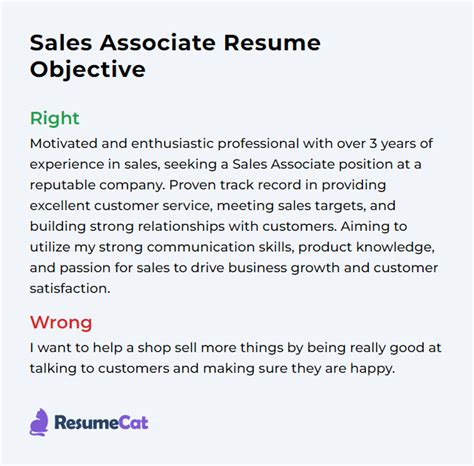 Resume Objective Examples Sales Associate