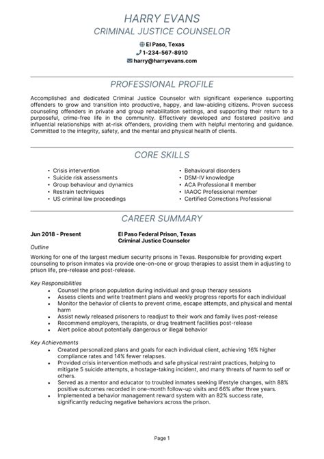Resume Objective For Criminal Justice Jobs