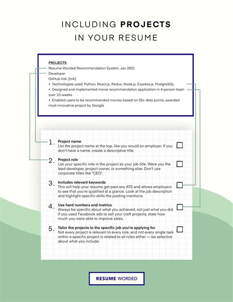 Resume Projects List Template
